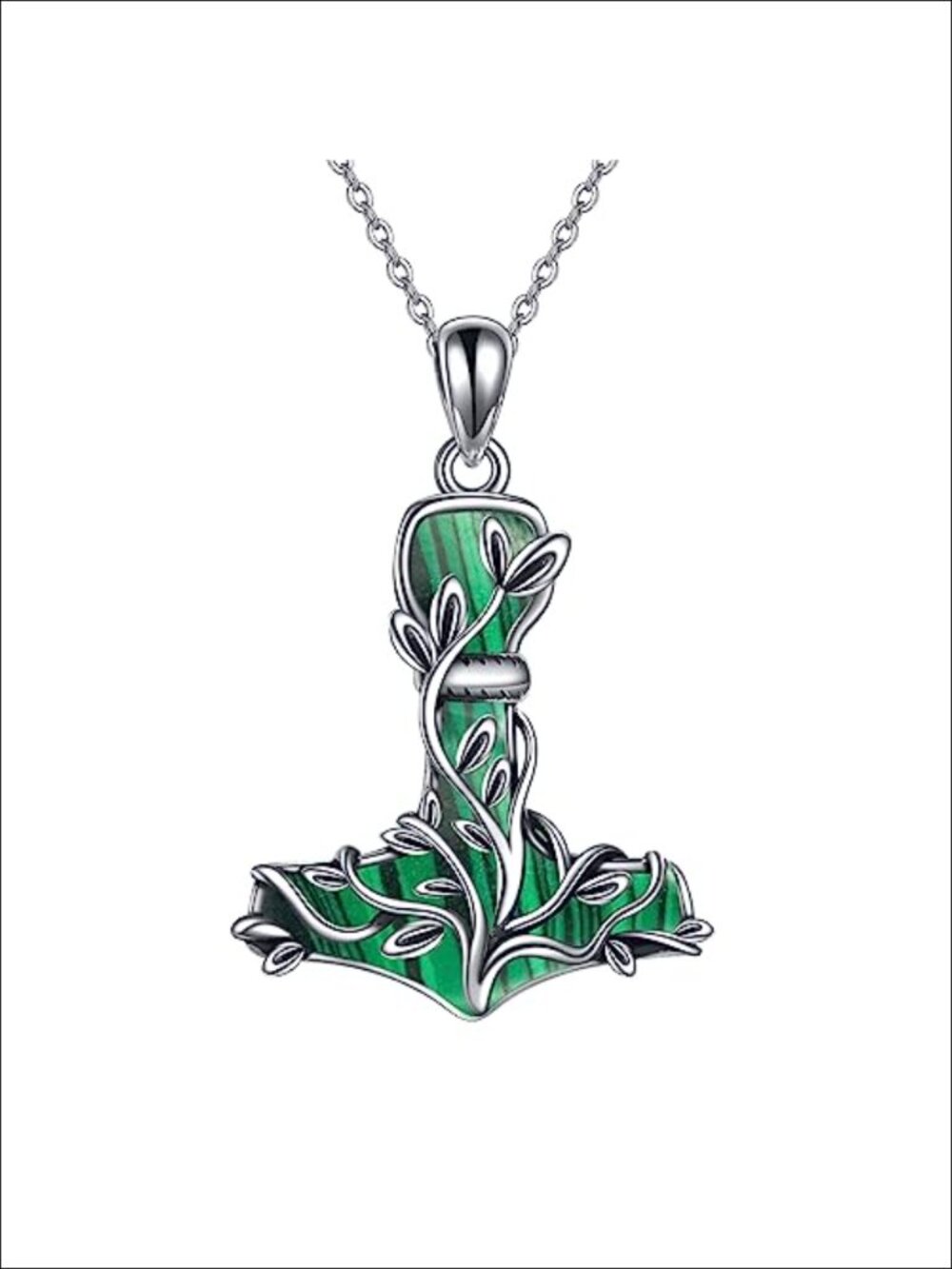 925 Sterling Silver Mjolnir Thor Hammer Necklace Tree of Life Viking Pendant